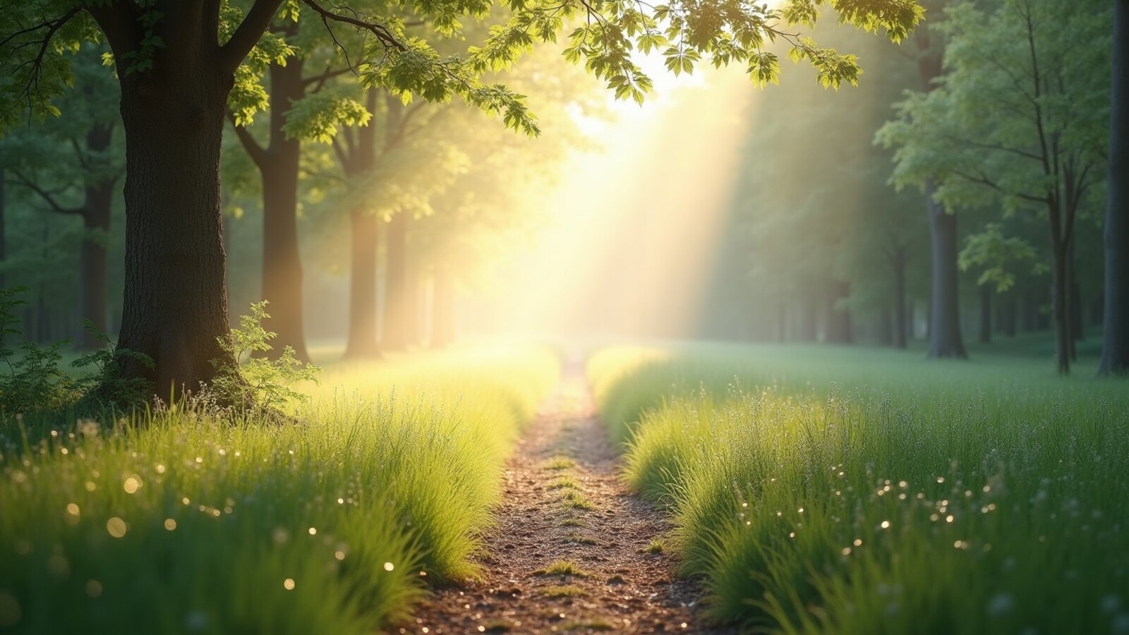 Chemin de nature paisible dans une lumière douce pour apaiser l'anxiété